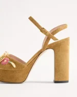 Valentino VLogo Signature Platform Sandal In Split Leather With Floral Embroidery 115 Mm - Image 2